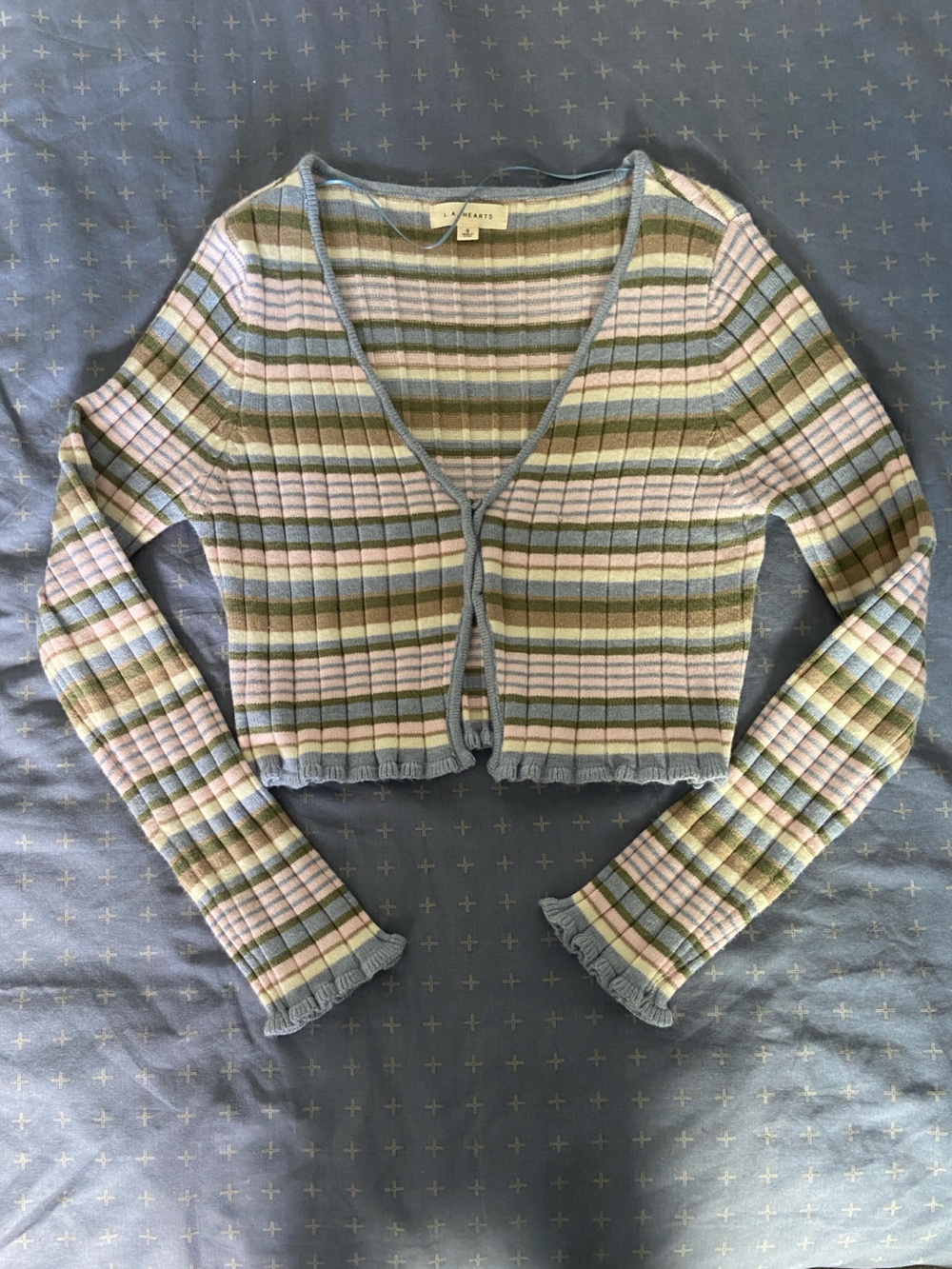 LA HEARTS Striped Knit Top in Pastel Green, Pink & Blue